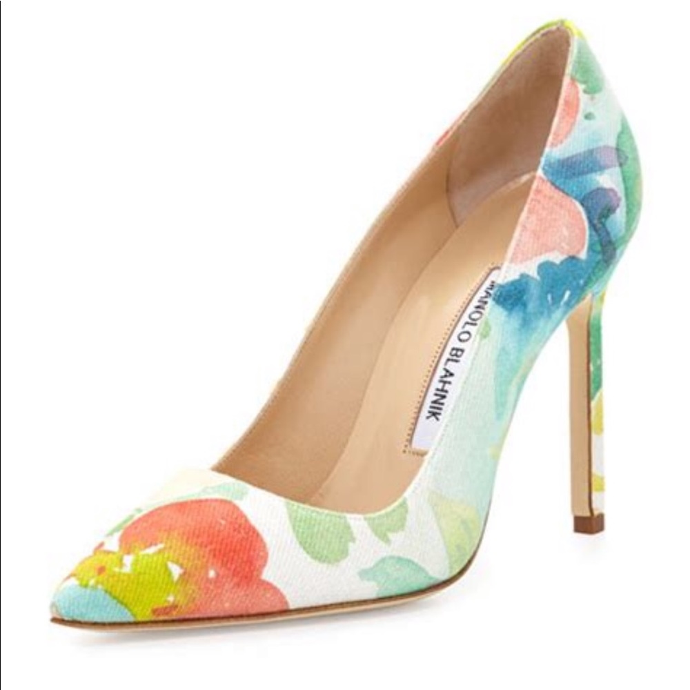 Manolo Blahnik BB Floral Watercolor Pump